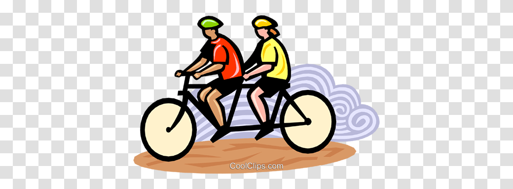 Cyclist On Tandem Bike Royalty Free Vector Clip Art Illustration, Vehicle, Transportation, Bicycle, Tandem Bicycle Transparent Png