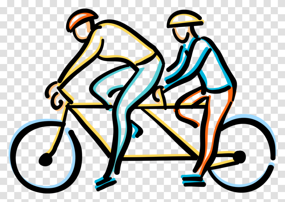 Cyclists Ride Tandem Bicycle, Person, Road, Tarmac Transparent Png