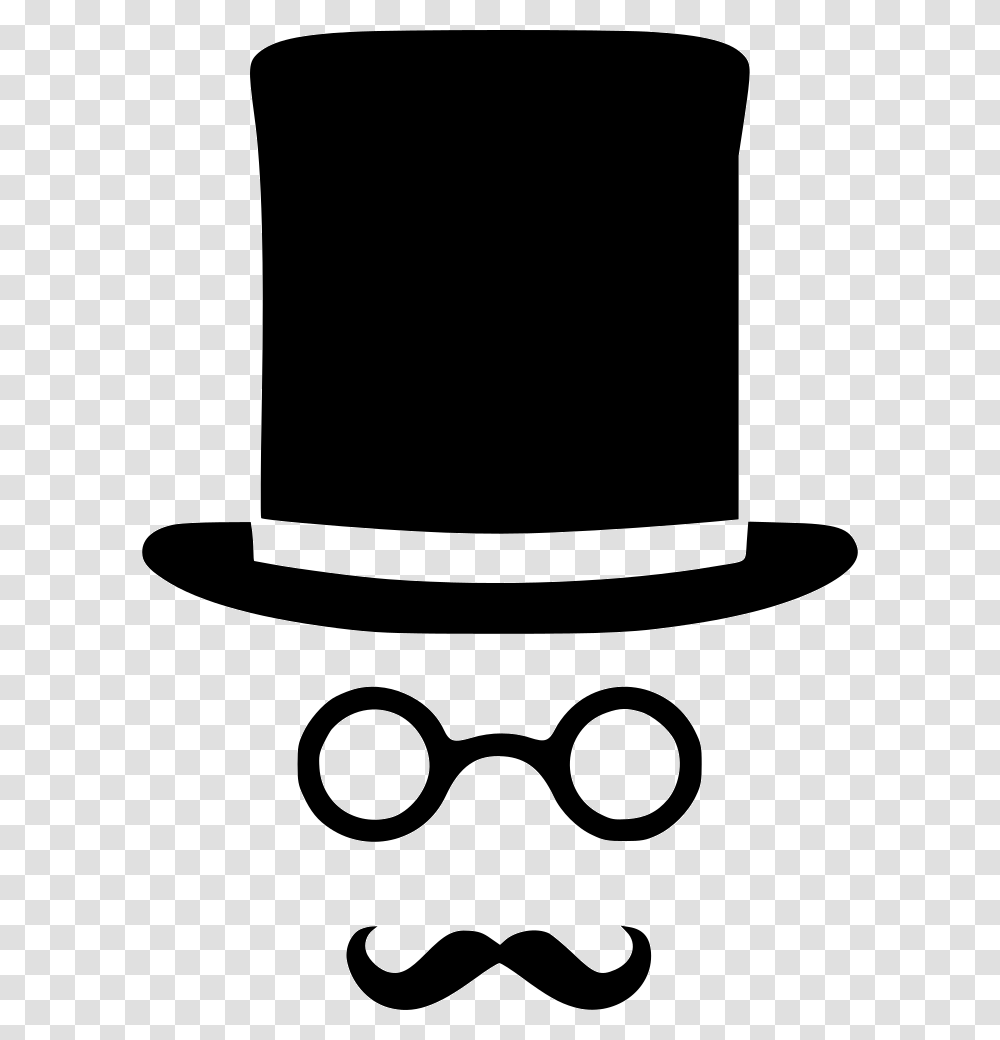 Cylinder Glasses Mustache Gentleman Mustache Hat, Apparel, Stencil, Portrait Transparent Png