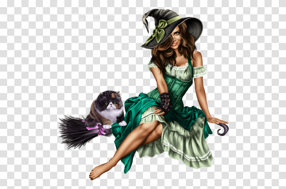 Czarownica I Kot Na Miotle Beautiful Witch, Hat, Person, Costume Transparent Png