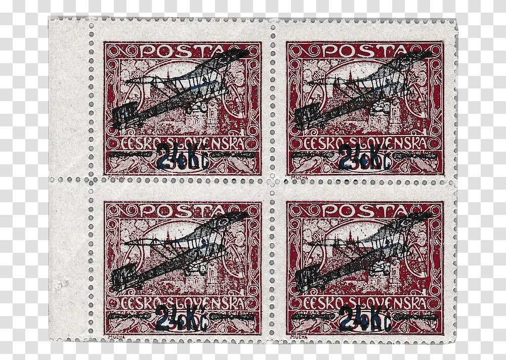 Czechoslovak Republic 1920 Airmail 24k500h Block, Postage Stamp, Rug Transparent Png