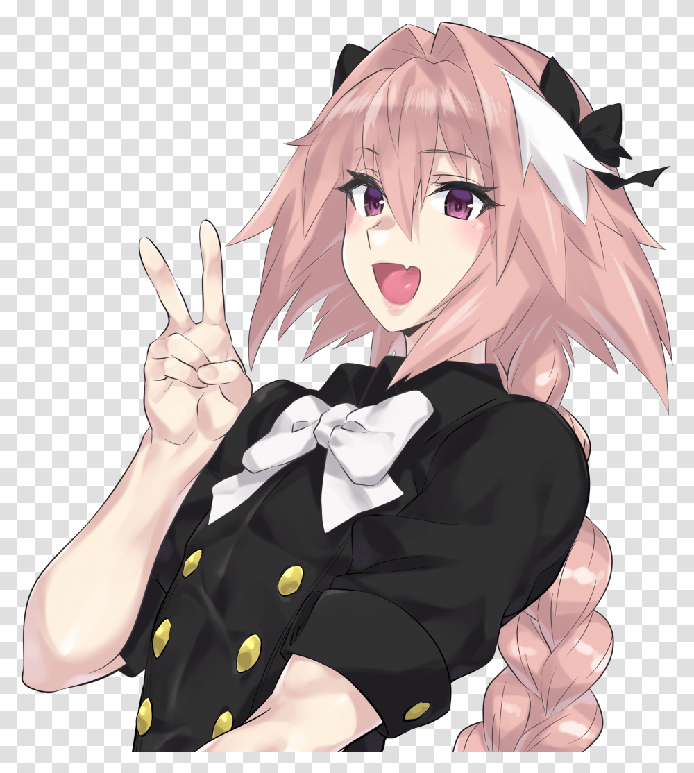 D Absurdres Astolfo Peace Sign Anime, Manga, Comics, Book, Person Transparent Png