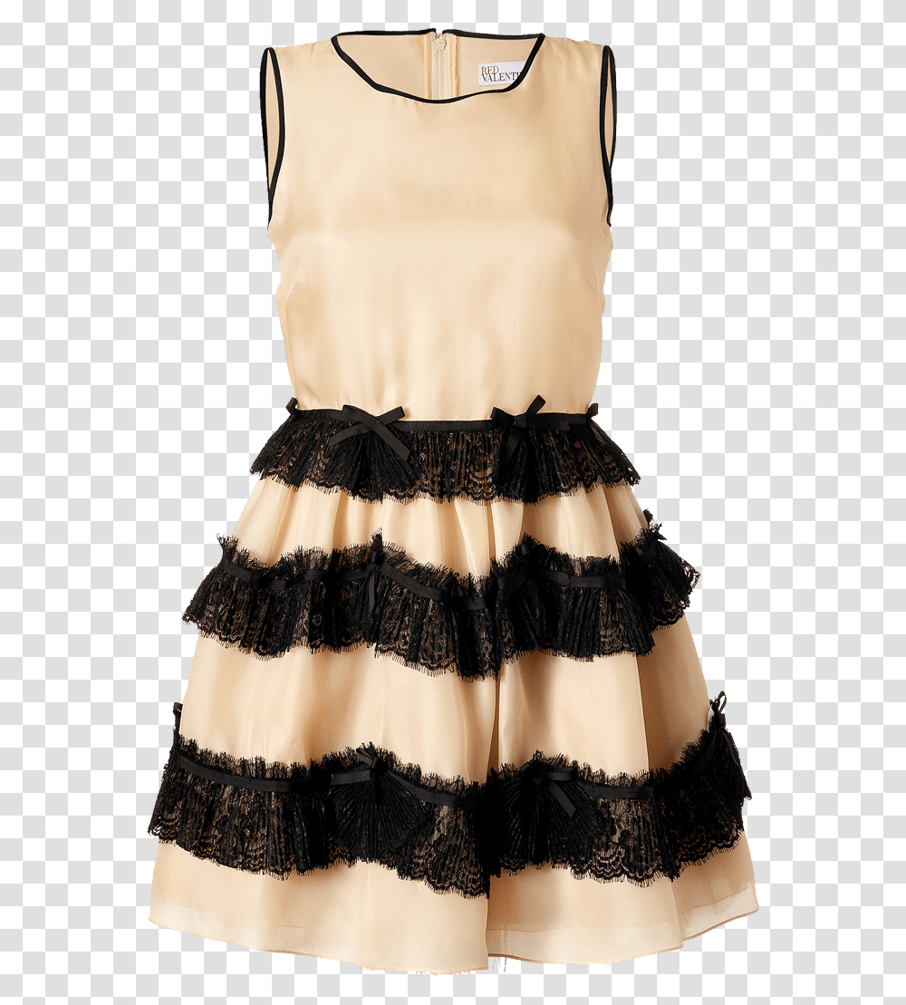 D Nude Silk Dress With Black Lace Trim Cocktail Dress, Apparel, Skirt, Evening Dress Transparent Png