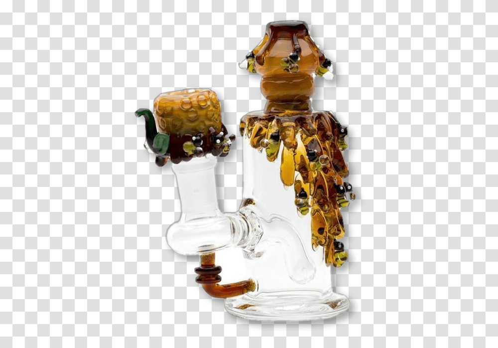 Dab Rig With Bees, Glass, Food, Honey, Bottle Transparent Png