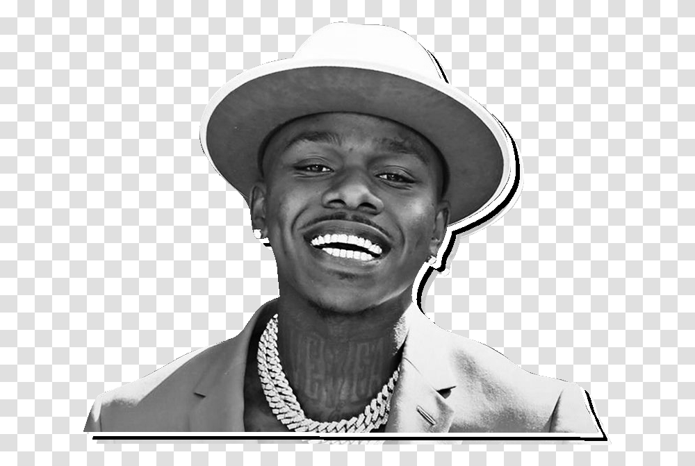 Dababy Just Released Kirk Da Baby Black And White, Face, Person, Hat Transparent Png