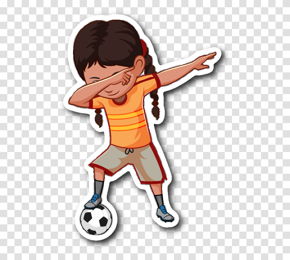 Dabbing Girl Sticker For Car Bumper Clip Art Soccer Girl, Person, People, Face, Sport Transparent Png