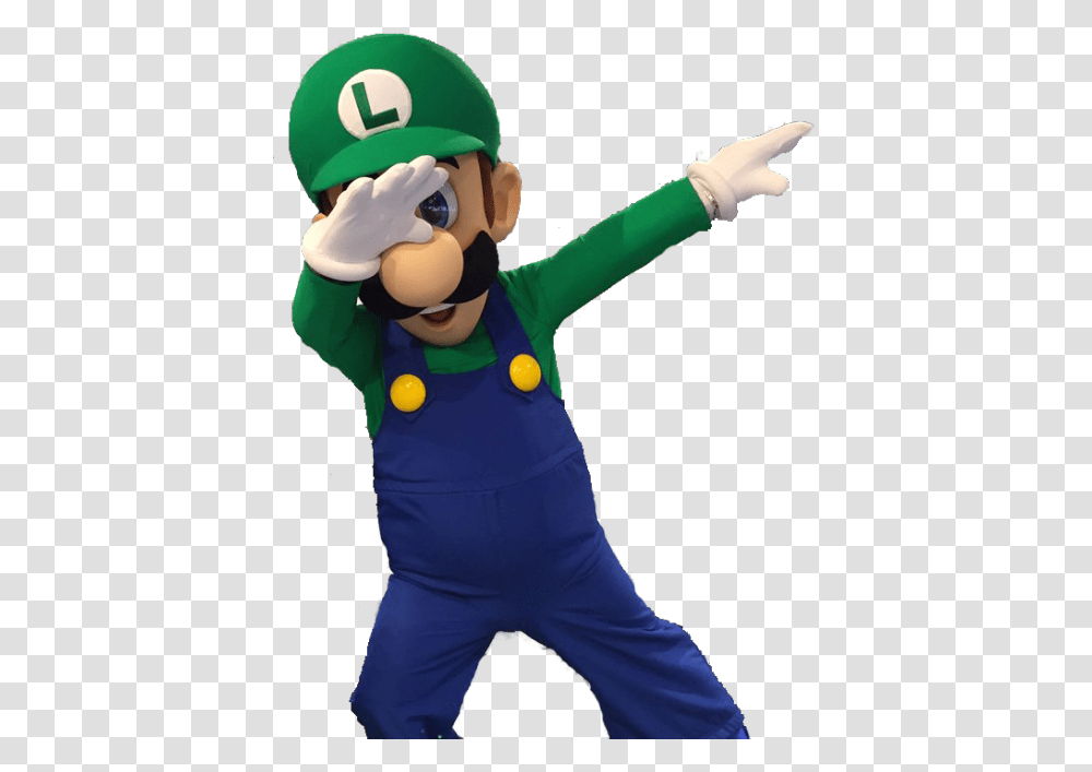 Dabbing Luigi, Person, Human, Mascot, Super Mario Transparent Png