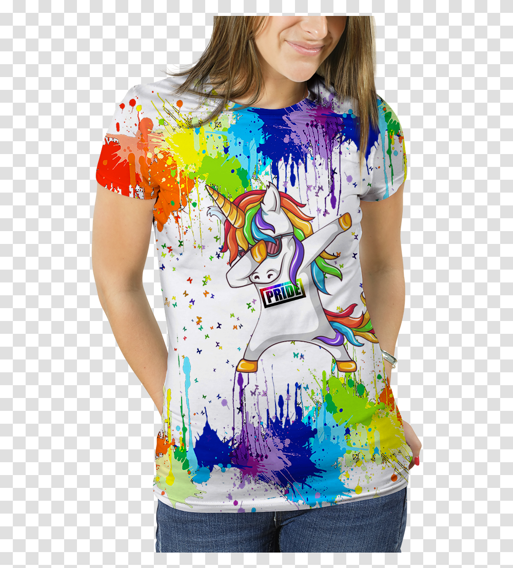 Dabbing Unicorn Dabbing Unicorn Pride Shirt, Sleeve, Person, Paint Container Transparent Png