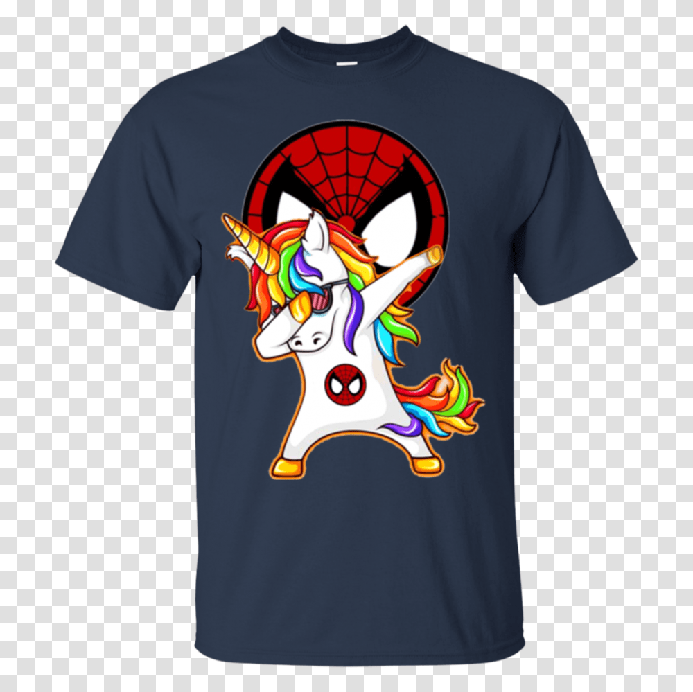 Dabbing Unicorn Loves Spiderman T Shirt Hoodie Sweater Men, Apparel, T-Shirt, Sleeve Transparent Png