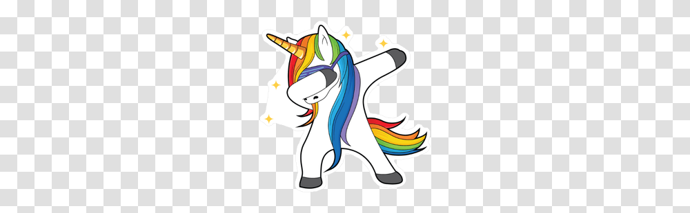 Dabbing Unicorn With Stars Sticker, Label Transparent Png