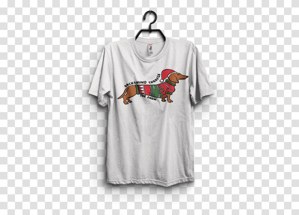 Dachshund Through The Snow Funny Christmas T Shirt Design Funny Christmas T Shirts, Clothing, Apparel, T-Shirt, Person Transparent Png