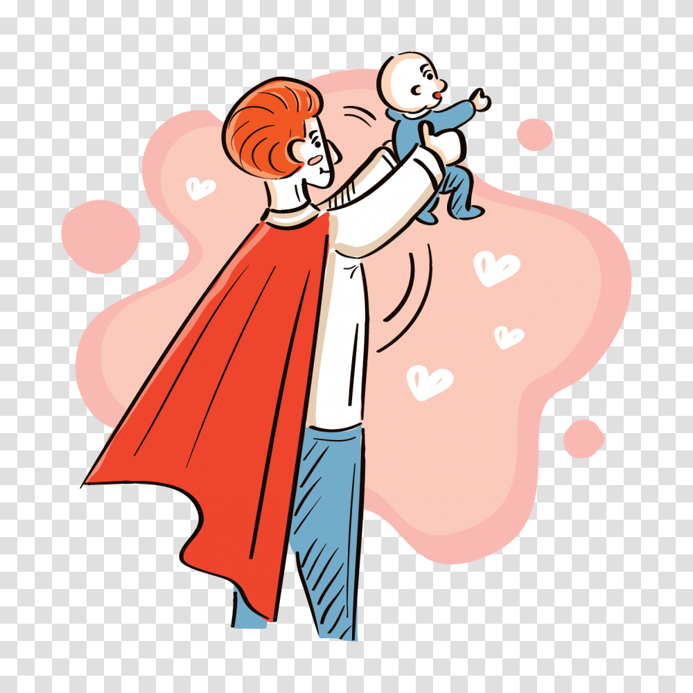 Dad And Baby, Female, Drawing Transparent Png