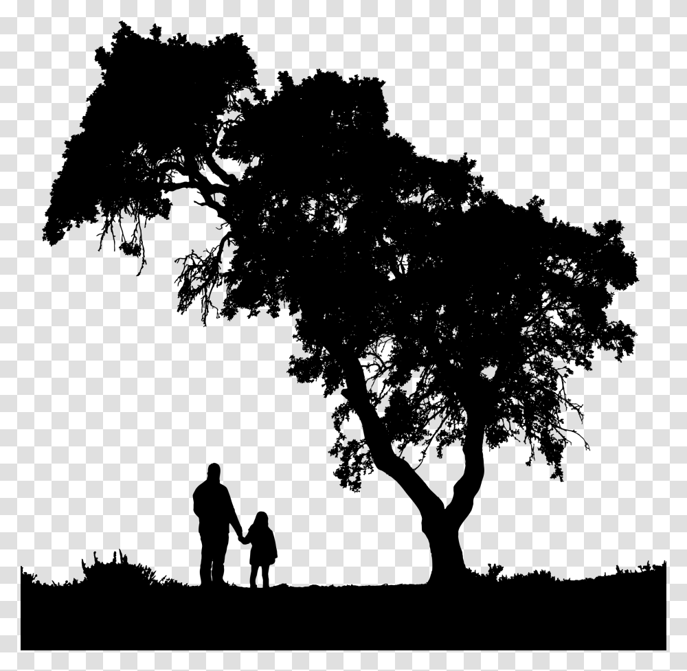 Dad And Daughter Silhouette, Gray, World Of Warcraft Transparent Png