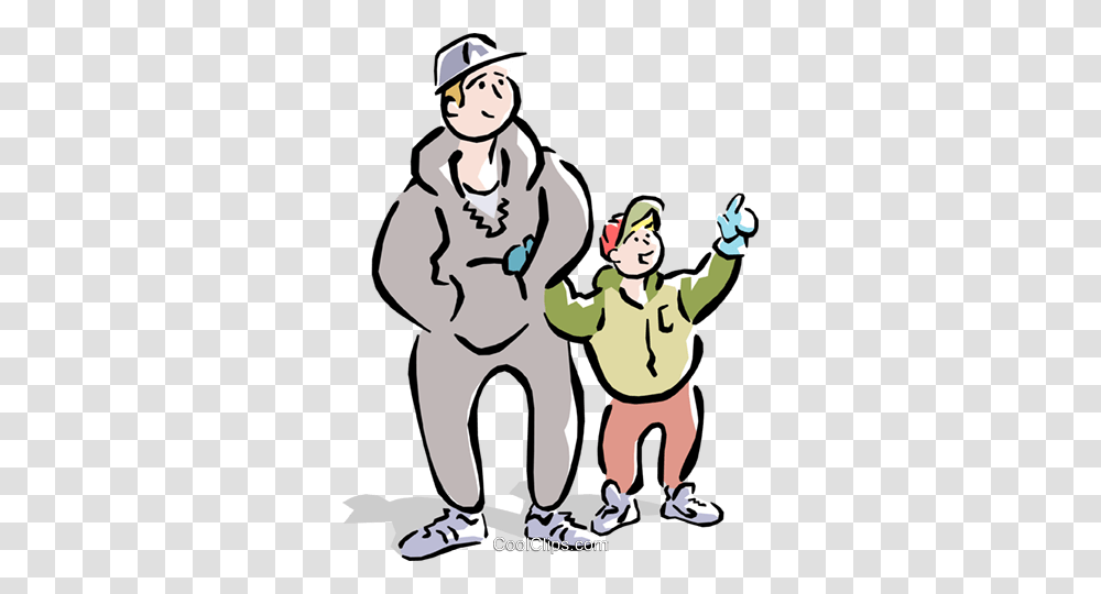 Dad And Son Going For A Walk Royalty Free Vector Clip Art, Outdoors, Performer, Snowman, Nature Transparent Png
