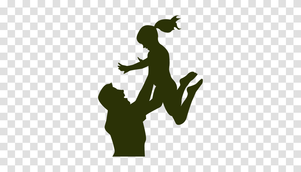 Dad Playing With Daughter, Silhouette, Person, Kicking, Painting Transparent Png
