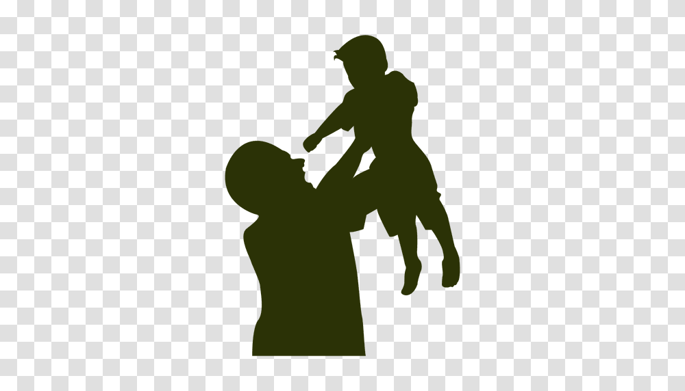 Dad Son Playing, Silhouette, Person, Human, Green Transparent Png