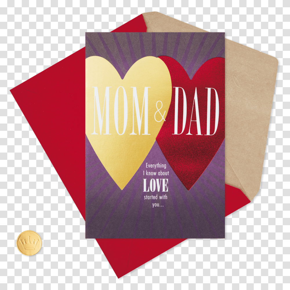 Dad You Two Are My Heart Valentine's Day Card For Mom Construction Paper, Business Card, Logo Transparent Png