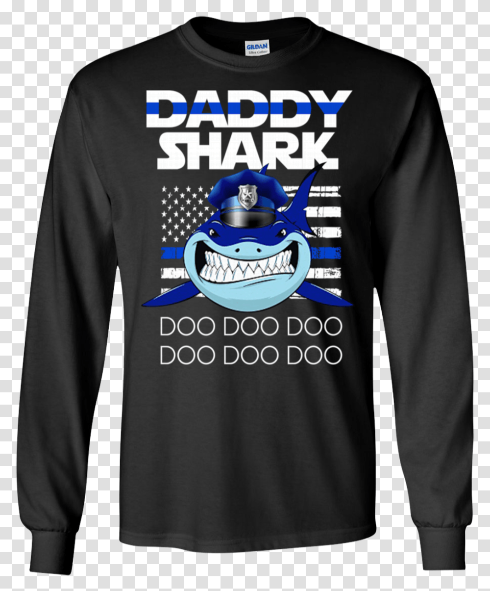 Daddy Shark Firefighter T Shirt, Sleeve, Apparel, Long Sleeve Transparent Png
