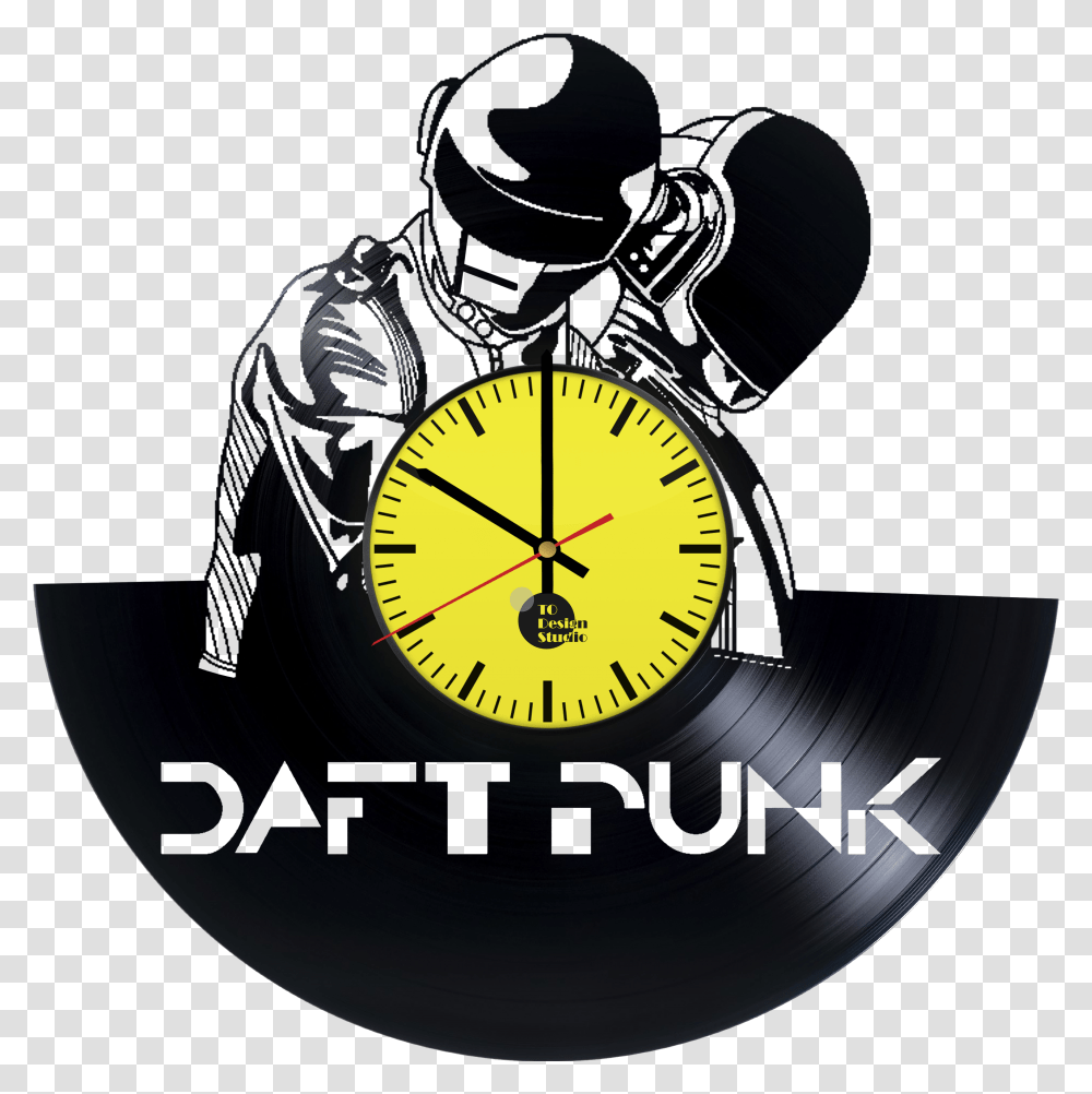 Daft Punk Music Handmade Vinyl Record Wall Clock Daft Punk, Wristwatch, Clock Tower, Architecture, Building Transparent Png