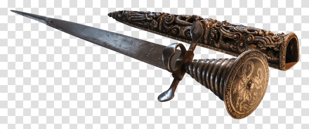 Dagger And Ornate Sheath Old Knife, Weapon, Weaponry, Blade, Bronze Transparent Png
