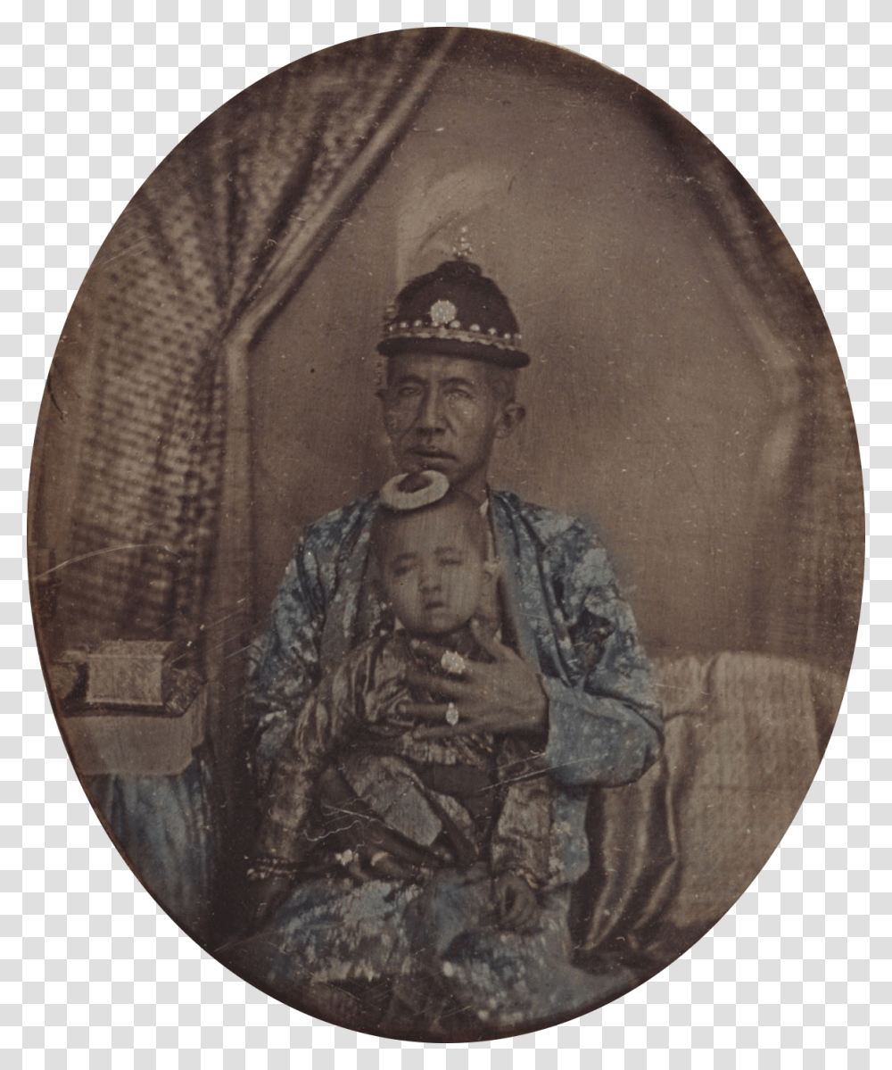 Daguerreotype Of King Mongkut And Daughter 1861 King Mongkut Daguerreotype, Person, Helmet Transparent Png