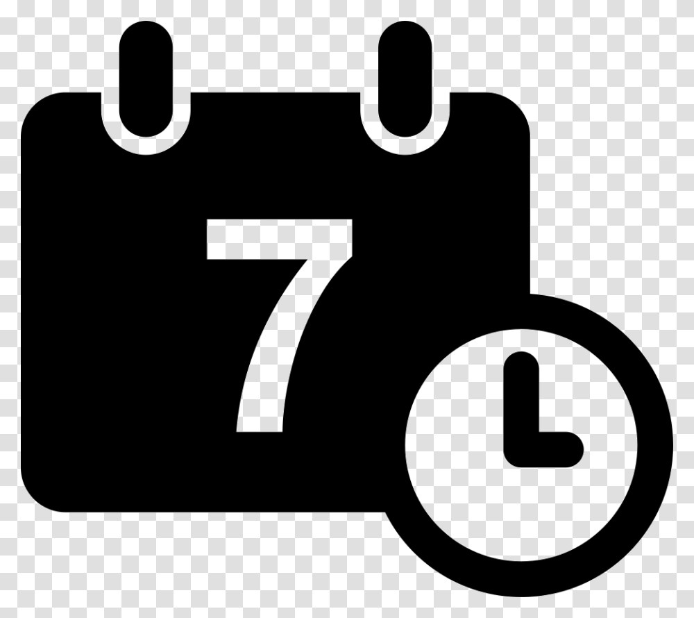 Daily Calendar On Day 7 With A Small Clock Symbol Monthly Fees Icon, Number, Stencil, Digital Clock Transparent Png