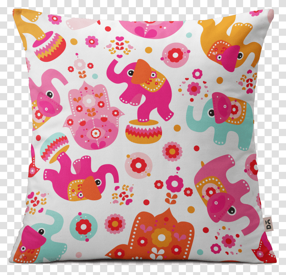 Dailyobjects Elephant Circus Cushion, Pillow, Rug Transparent Png