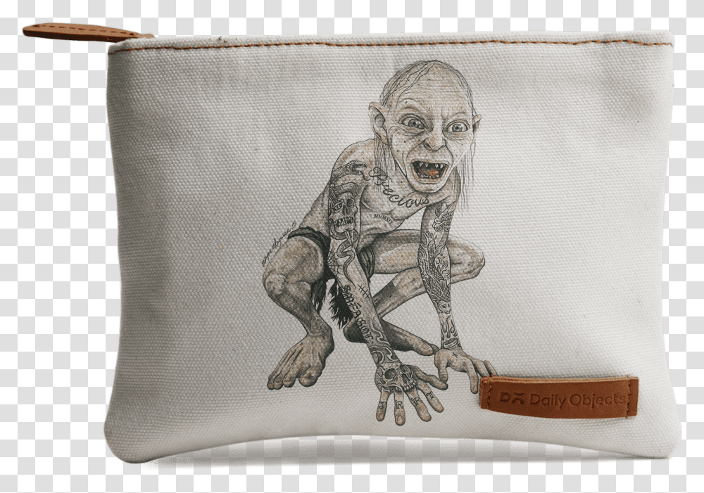 Dailyobjects Gollum Inked Jumbo Stash Pouch Buy Online Lord Of The Rings Tatyoo, Person, Human, Drawing Transparent Png