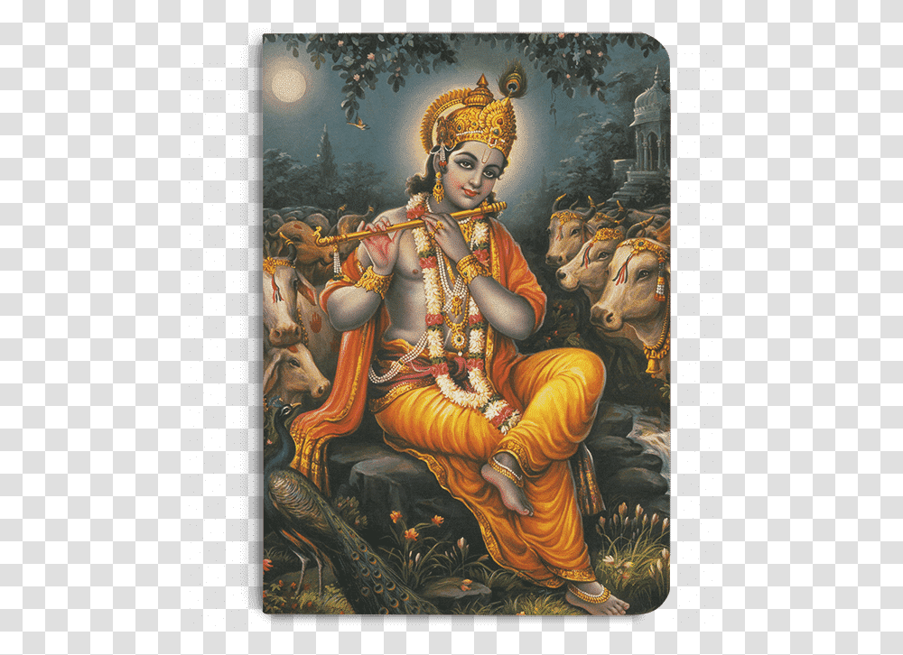 Dailyobjects Indian Mythology Krishna Cows A5 Notebook Krishan Janmashtami In 2019, Person, Painting, Worship Transparent Png