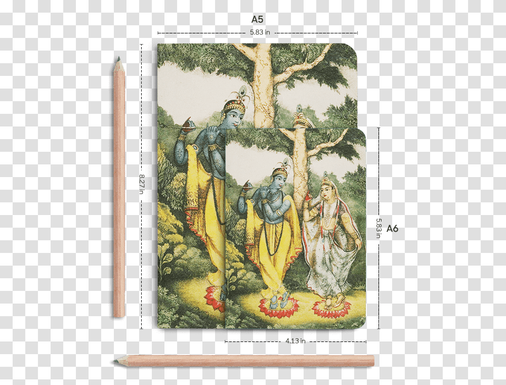 Dailyobjects Indian Mythology Radha Krishna A5 Notebook Krishna Forest, Person, Human, Painting Transparent Png