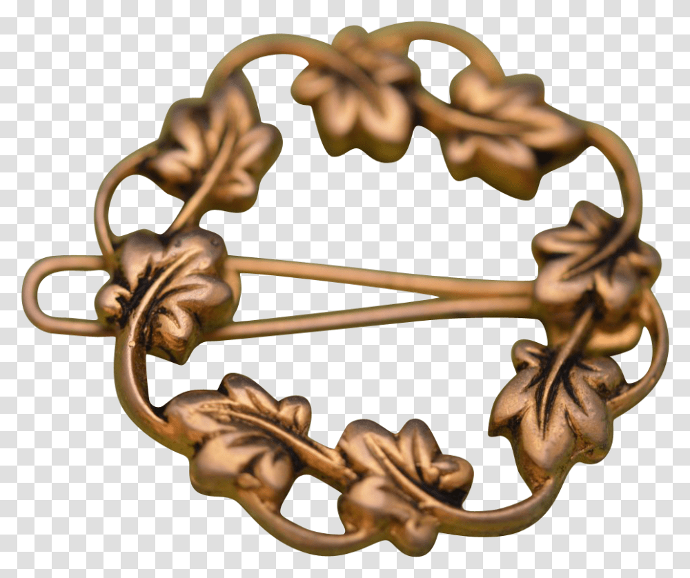 Dainty 1950s Leafy Wreath Hair Clip Barrette Sold Solid, Bronze, Accessories, Accessory, Jewelry Transparent Png
