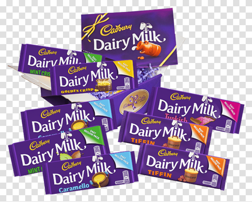 Dairy Milk Chocolate Bar Flavours, Label, Food, Candy Transparent Png