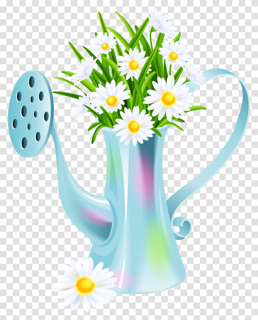 Daisies Clipart Multicolor Watering Can Gardening Clipart, Plant, Daisy, Flower Transparent Png