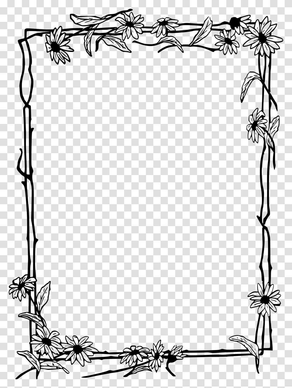 Daisy Clipart Frame Simple Outline Border Design, Gray, World Of Warcraft Transparent Png