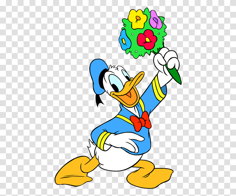 Daisy Duck Flower Clipart Donald Duck With Flowers, Hand, Performer, Face Transparent Png