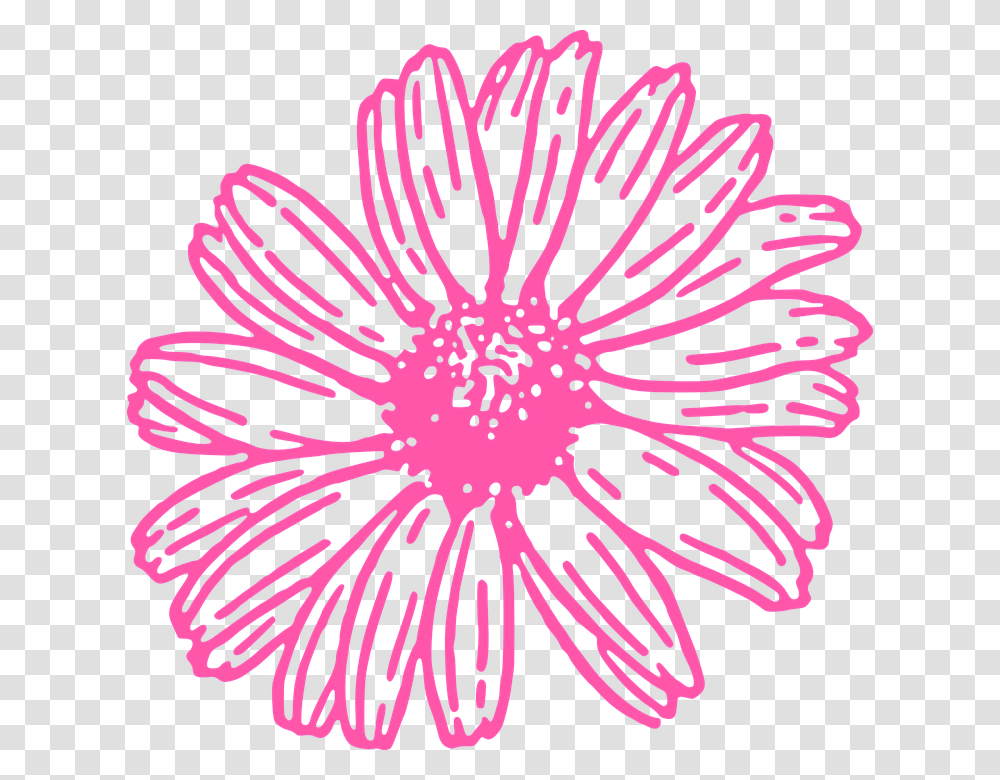 Daisy Graphic Black And White, Pattern, Plant, Flower, Blossom Transparent Png