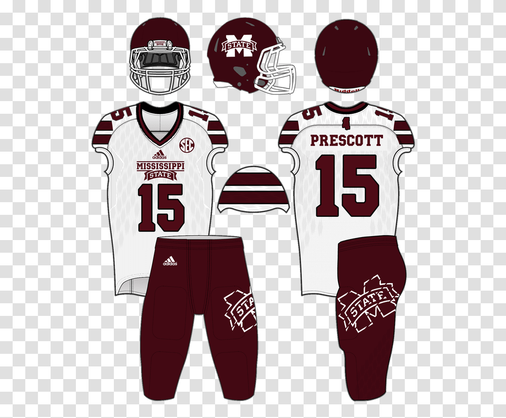 Dak Prescott White Mississippi State Bulldogs Alumni Adidas Football Jersey Template, Apparel, Shirt, Helmet Transparent Png