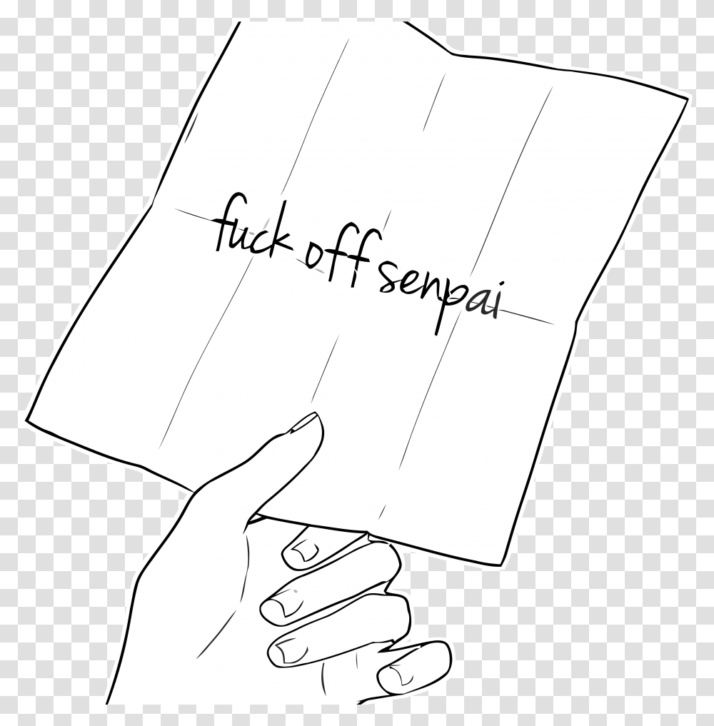 Dale Gribble Fuck Off Senpai Note, Handwriting, Page Transparent Png