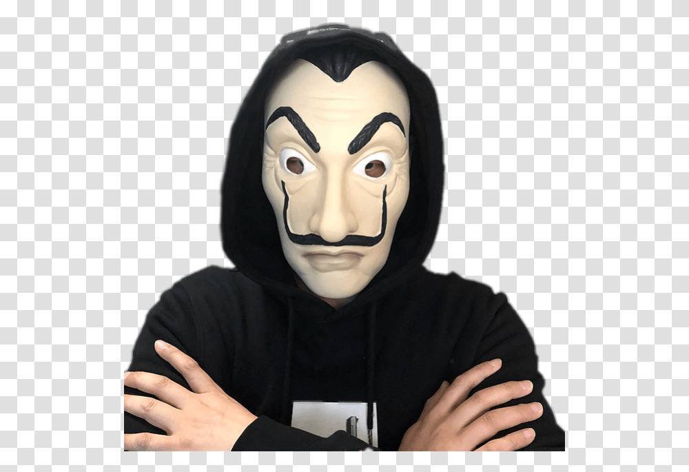 Dali Money Heist Mask, Hood, Face, Person Transparent Png