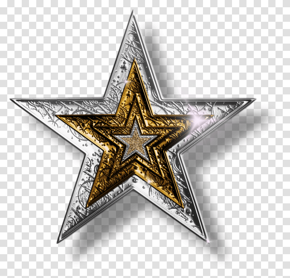 Dallas Cowboys Star 3 Image Silver And Gold Stars, Cross, Symbol, Star Symbol Transparent Png