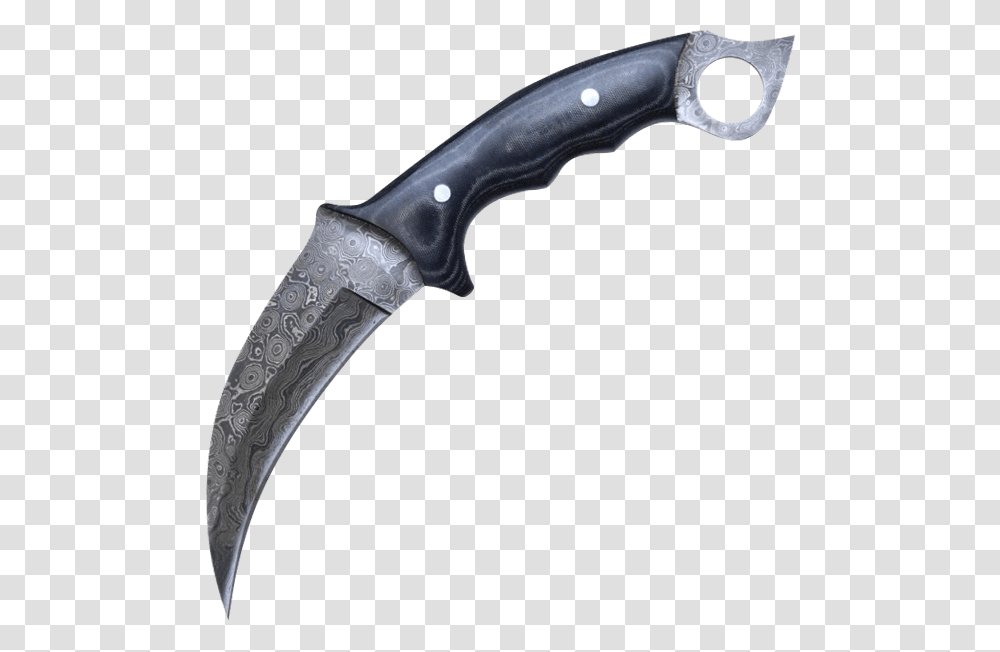 Damascus Steel Karambit Knife Hunting Knife, Axe, Tool, Weapon, Weaponry Transparent Png