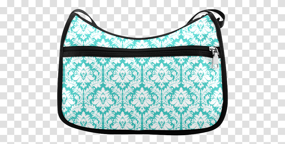 Damask Pattern Turquoise And White Crossbody Bags Handbag, Accessories, Accessory, Rug, Purse Transparent Png
