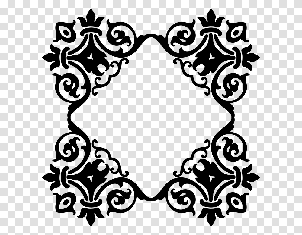 Damask Vintage Abstract Art Border Classic Portable Network Graphics, Gray, World Of Warcraft Transparent Png