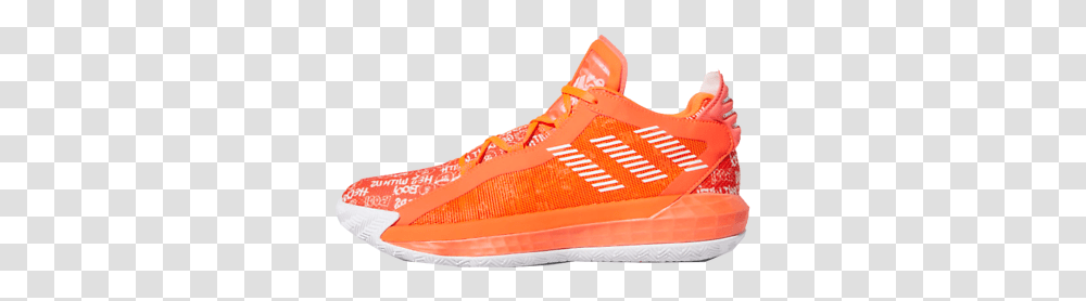 Damian Lillard Orange Basketball Shoes Dame 6 Solar Red, Footwear, Clothing, Apparel, Sneaker Transparent Png