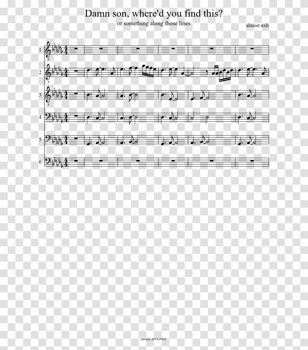 Damn Son Where D You Find This Sheet Music Composed Sheet Music, Gray, World Of Warcraft Transparent Png