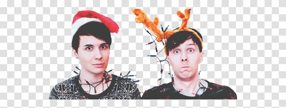 Dan And Phil Pngs - Christmas Dan And Phil Christmas, Person, Human, Face, People Transparent Png