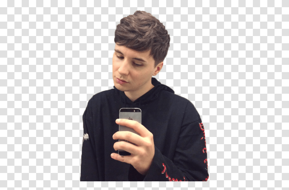 Dan Submitted By Smoldantrash Thank You Daniel Howell Curly Hair, Person, Human, Phone, Electronics Transparent Png