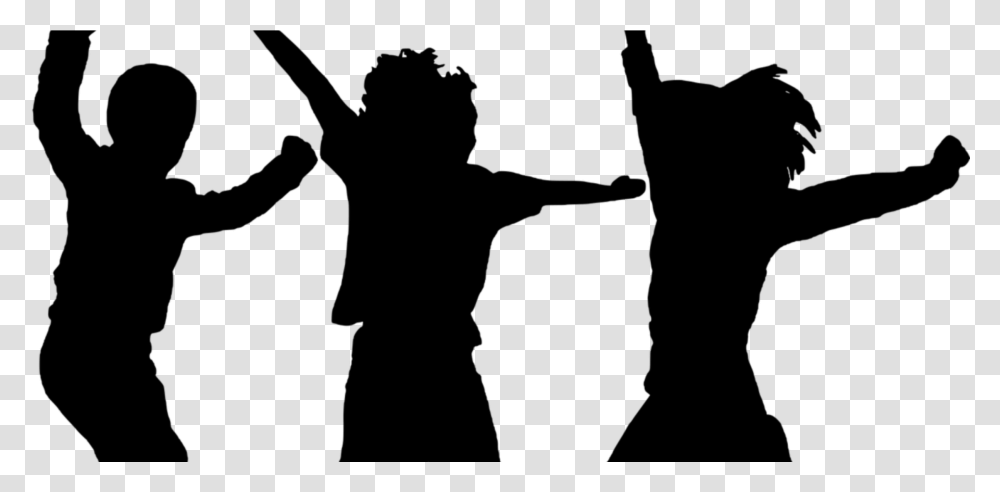 Dance Party Silhouette Kids Jumping Clipart, Gray, World Of Warcraft Transparent Png