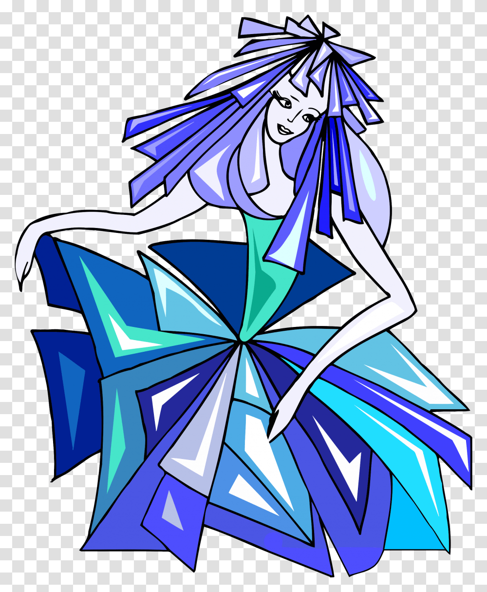 Dancer In Blue Flowers Dress Vector Clipart Image, Statue, Sculpture, Manga Transparent Png