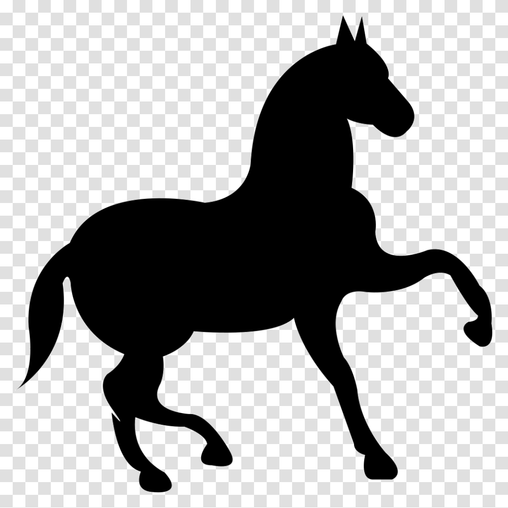 Dancing Black Horse With One Lift Foot Comments Horse Riding Logo, Silhouette, Stencil, Dog, Pet Transparent Png